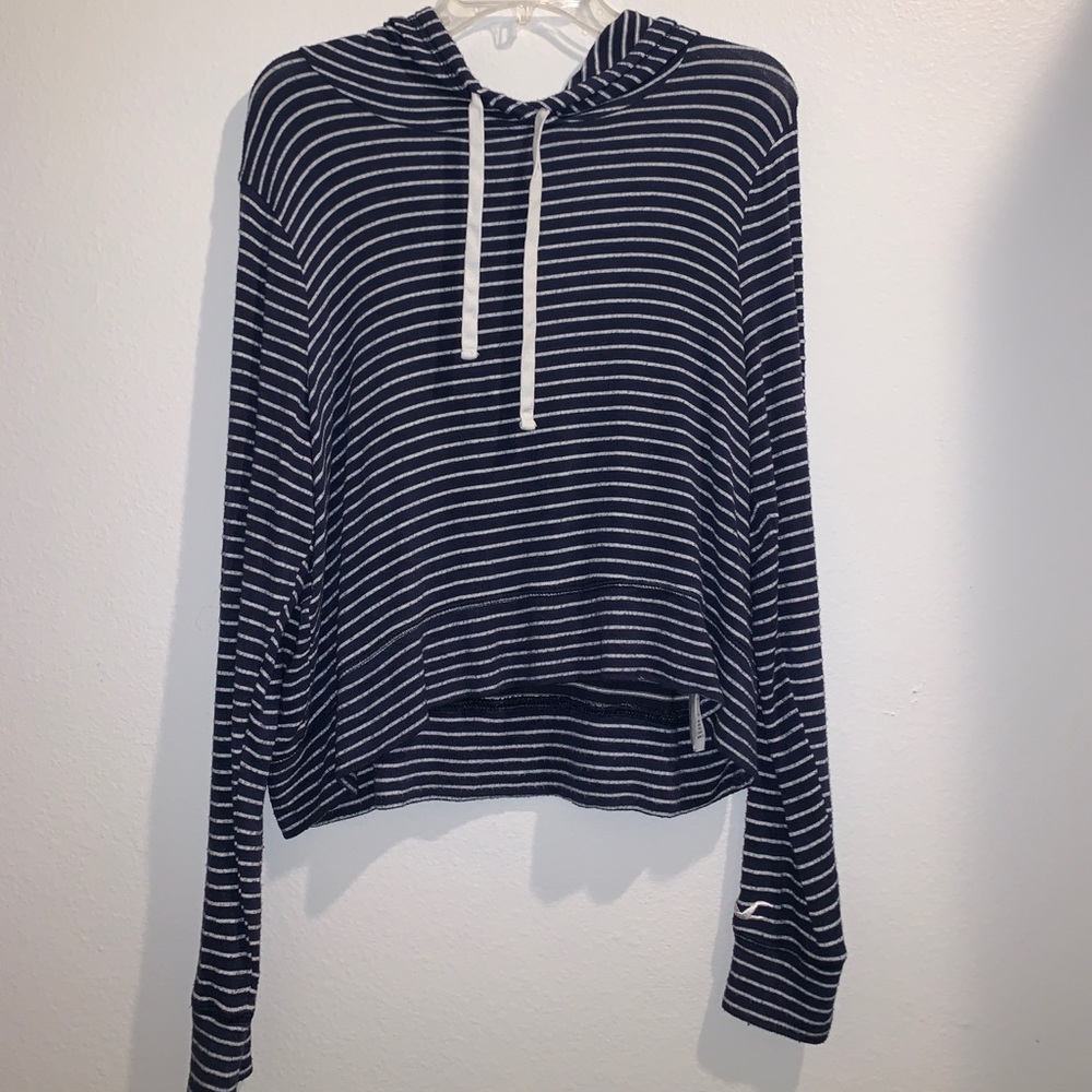 Hollister Striped Cropped Hoodie